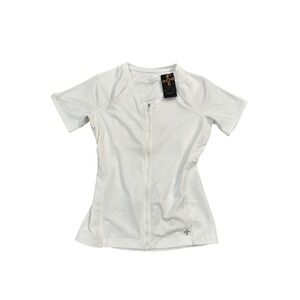 Tommie Copper Womens Performance Short Sleeve Full Zip Athletic Shirt White XL